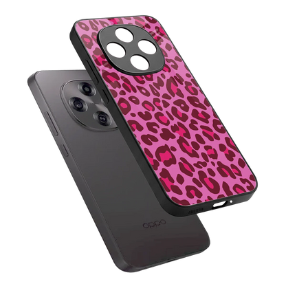 Leopard Pink sleek oppo f31 pro 5g cover with tempered glass back and TPU edges