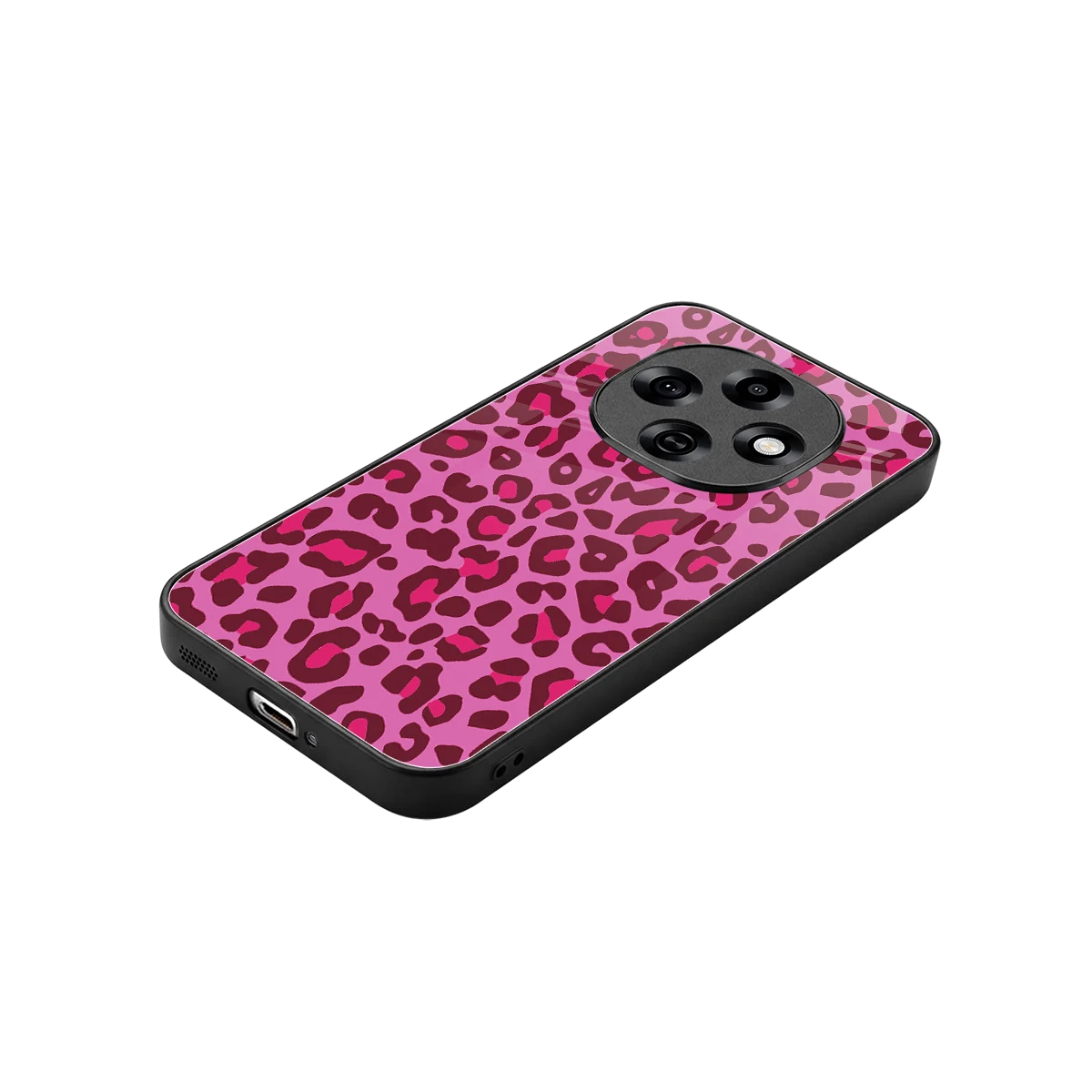 Leopard Pink stylish phone case for oppo f31 pro 5g | glossy glass and slim fit