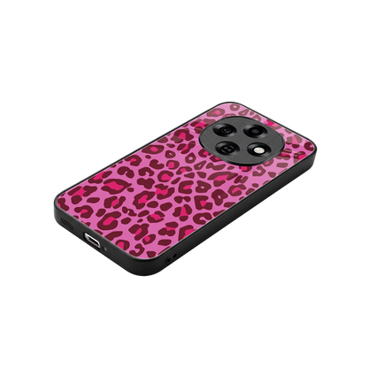 Leopard Pink stylish phone case for oppo f31 pro 5g | glossy glass and slim fit