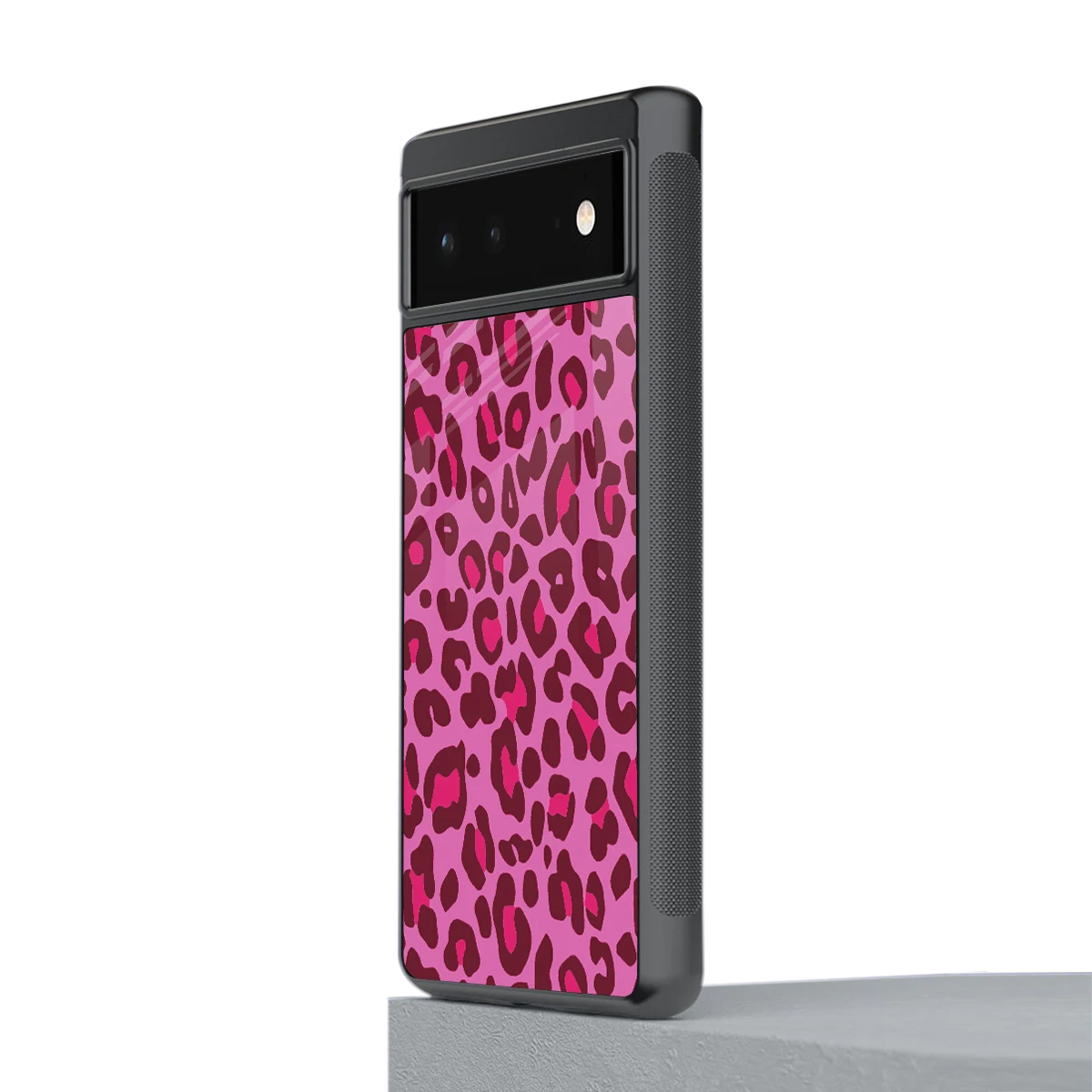 Leopard Pink stylish phone case for google pixel 6a | glossy glass and slim fit