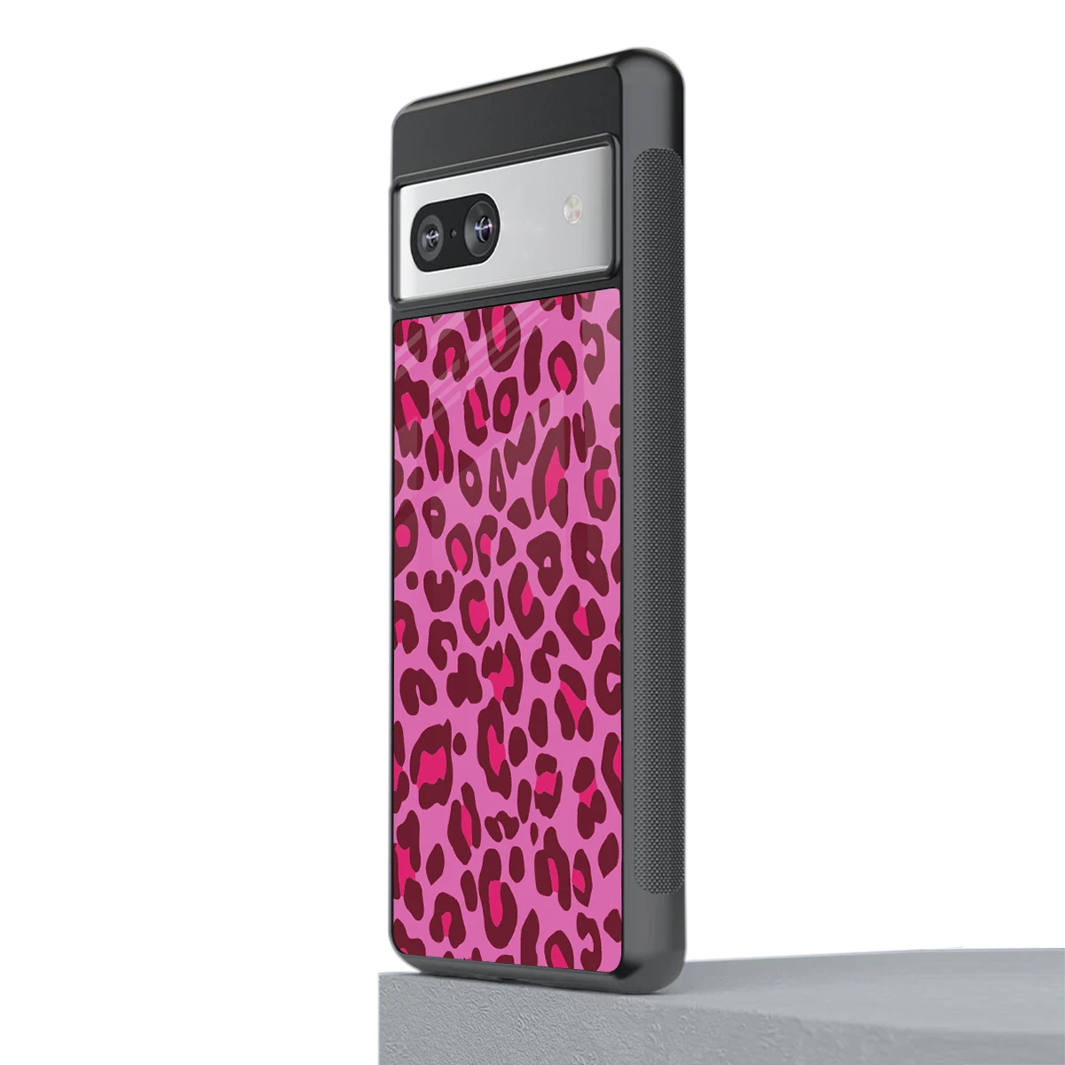 Leopard Pink stylish phone case for google pixel 7a | glossy glass and slim fit