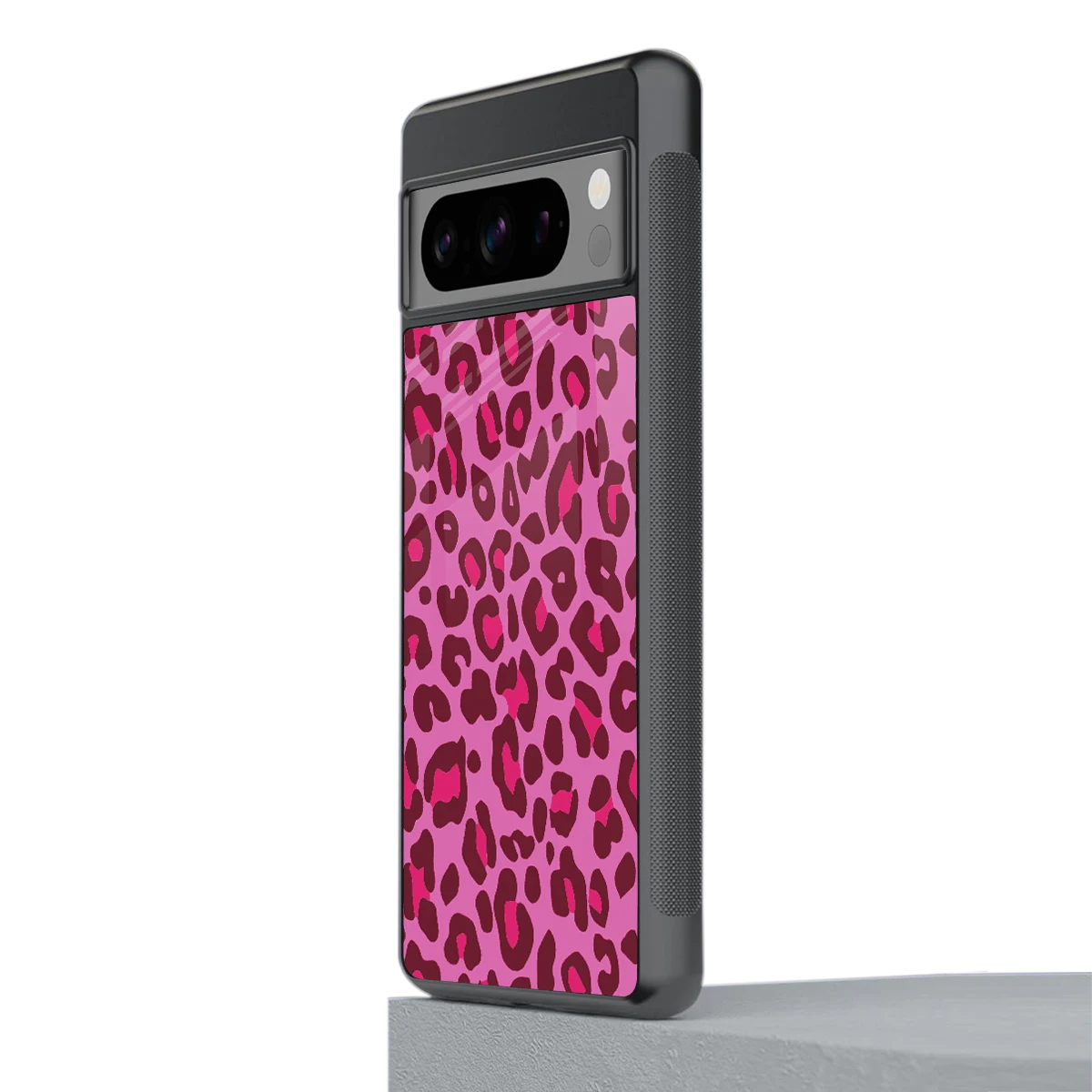 Leopard Pink stylish phone case for google pixel 8 pro | glossy glass and slim fit