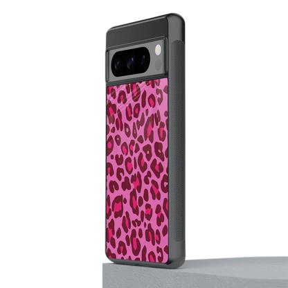 Leopard Pink stylish phone case for google pixel 8 pro | glossy glass and slim fit