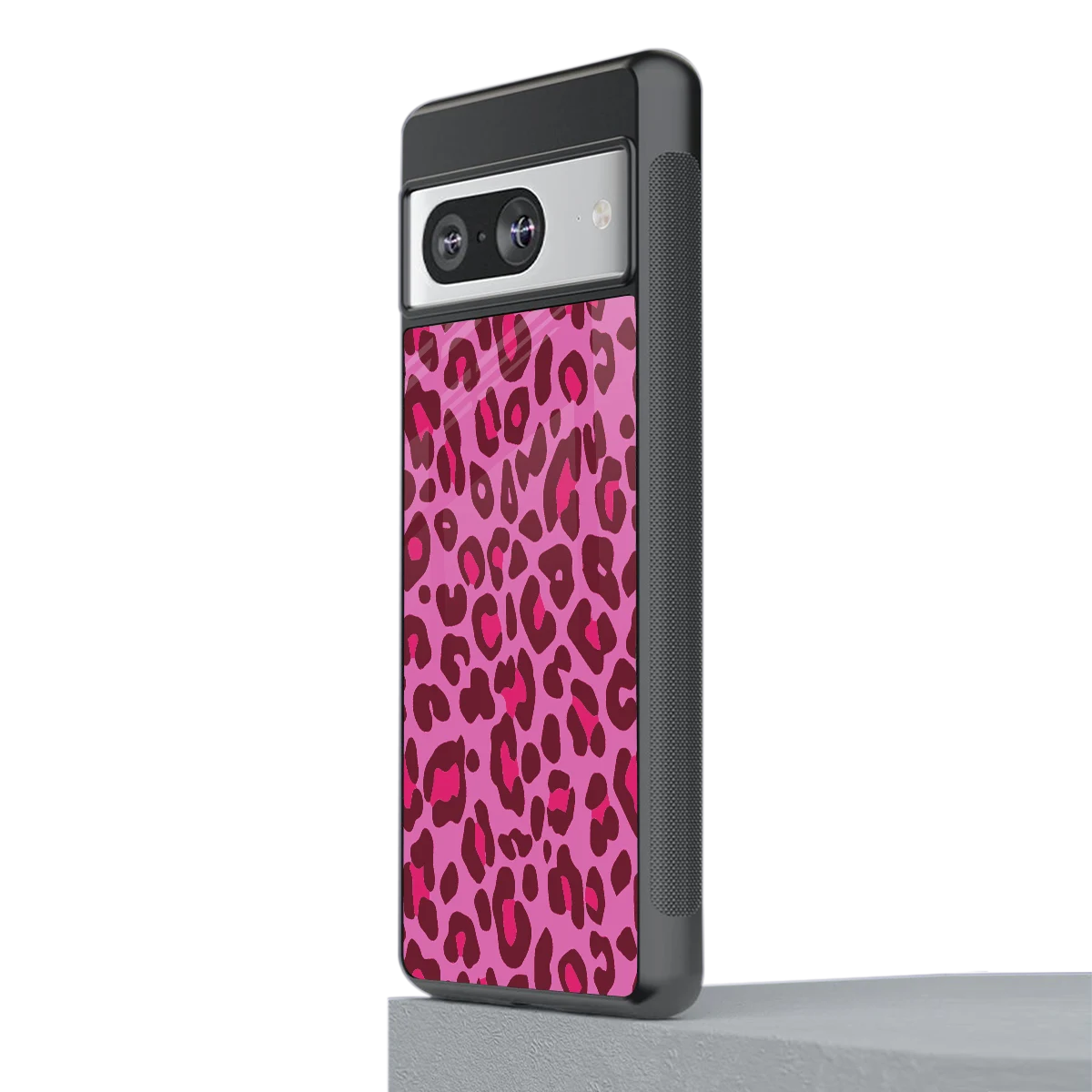 Leopard Pink stylish phone case for google pixel 8 | glossy glass and slim fit