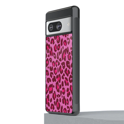 Leopard Pink stylish phone case for google pixel 8 | glossy glass and slim fit