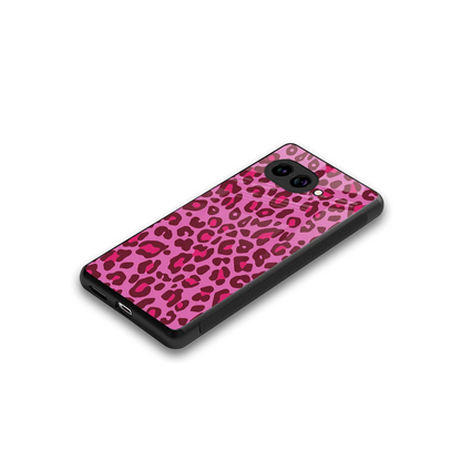 Leopard Pink stylish phone case for google pixel 10a | glossy glass and slim fit