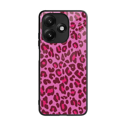 Leopard Pink back phone cover | glass case for redmi 12 5g