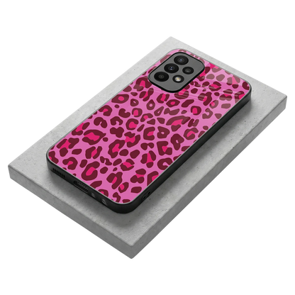 Leopard Pink stylish phone case for samsung galaxy a23 | glossy glass and slim fit