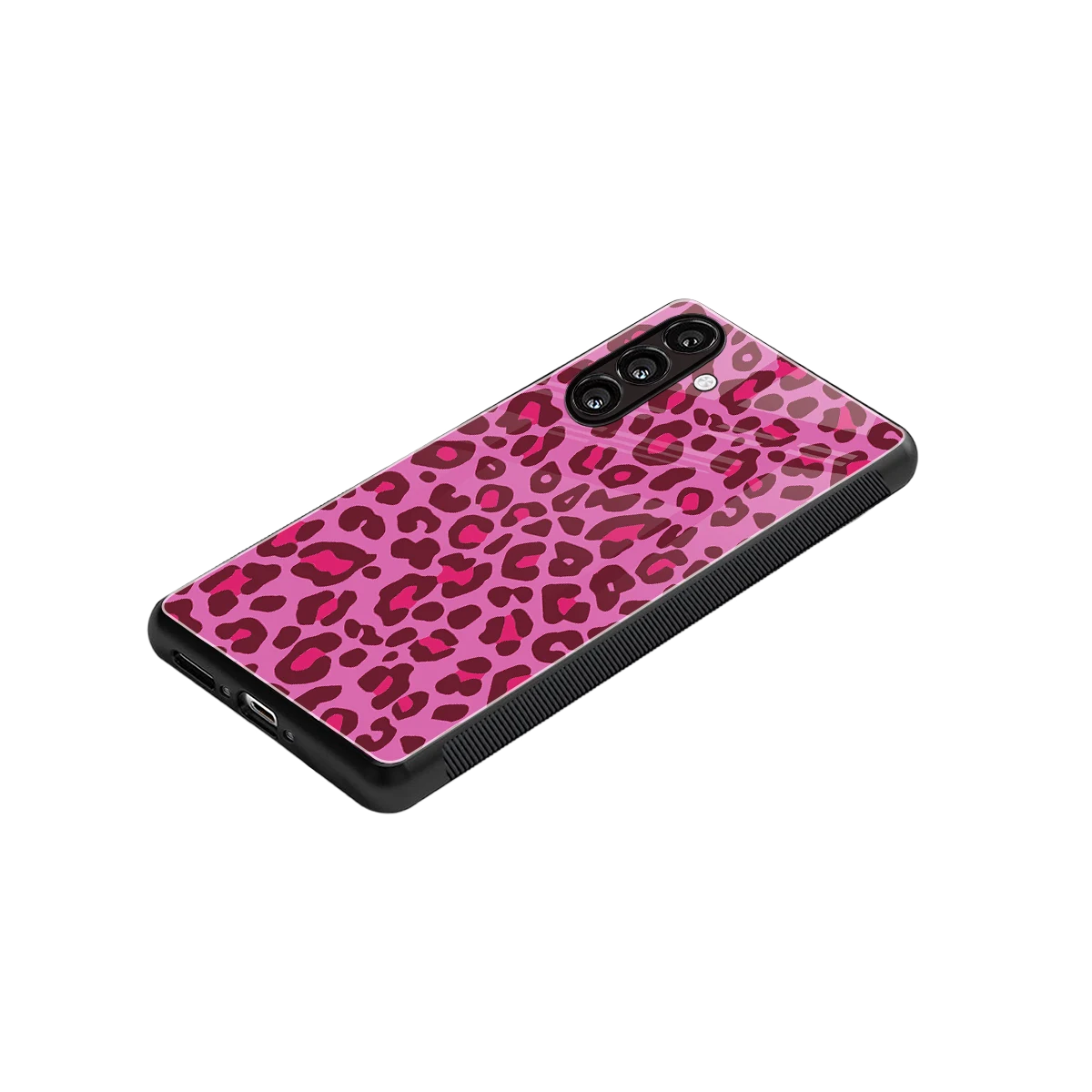 Leopard Pink stylish phone case for samsung galaxy m36 5g | glossy glass and slim fit