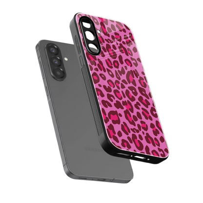 Leopard Pink sleek samsung galaxy a17 5g cover with tempered glass back and TPU edges