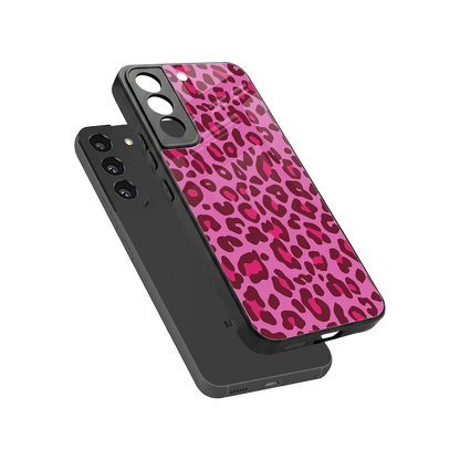 Leopard Pink sleek samsung galaxy s22 cover with tempered glass back and TPU edges