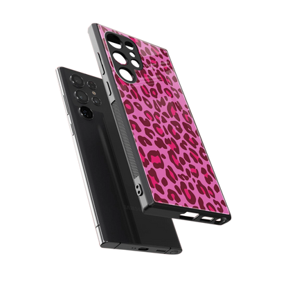 Leopard Pink sleek samsung galaxy s23 ultra cover with tempered glass back and TPU edges