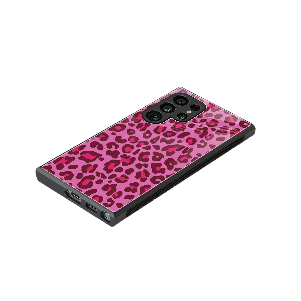 Leopard Pink stylish phone case for samsung galaxy s23 ultra | glossy glass and slim fit