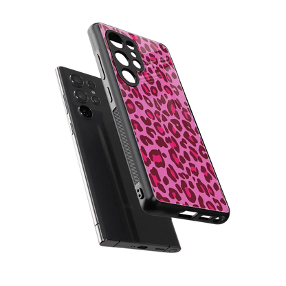 Leopard Pink sleek samsung galaxy s25 ultra cover with tempered glass back and TPU edges