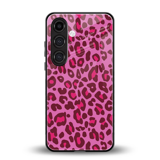 Leopard Pink back phone cover | glass case for samsung galaxy s24