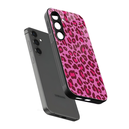 Leopard Pink sleek samsung galaxy s24 fe cover with tempered glass back and TPU edges