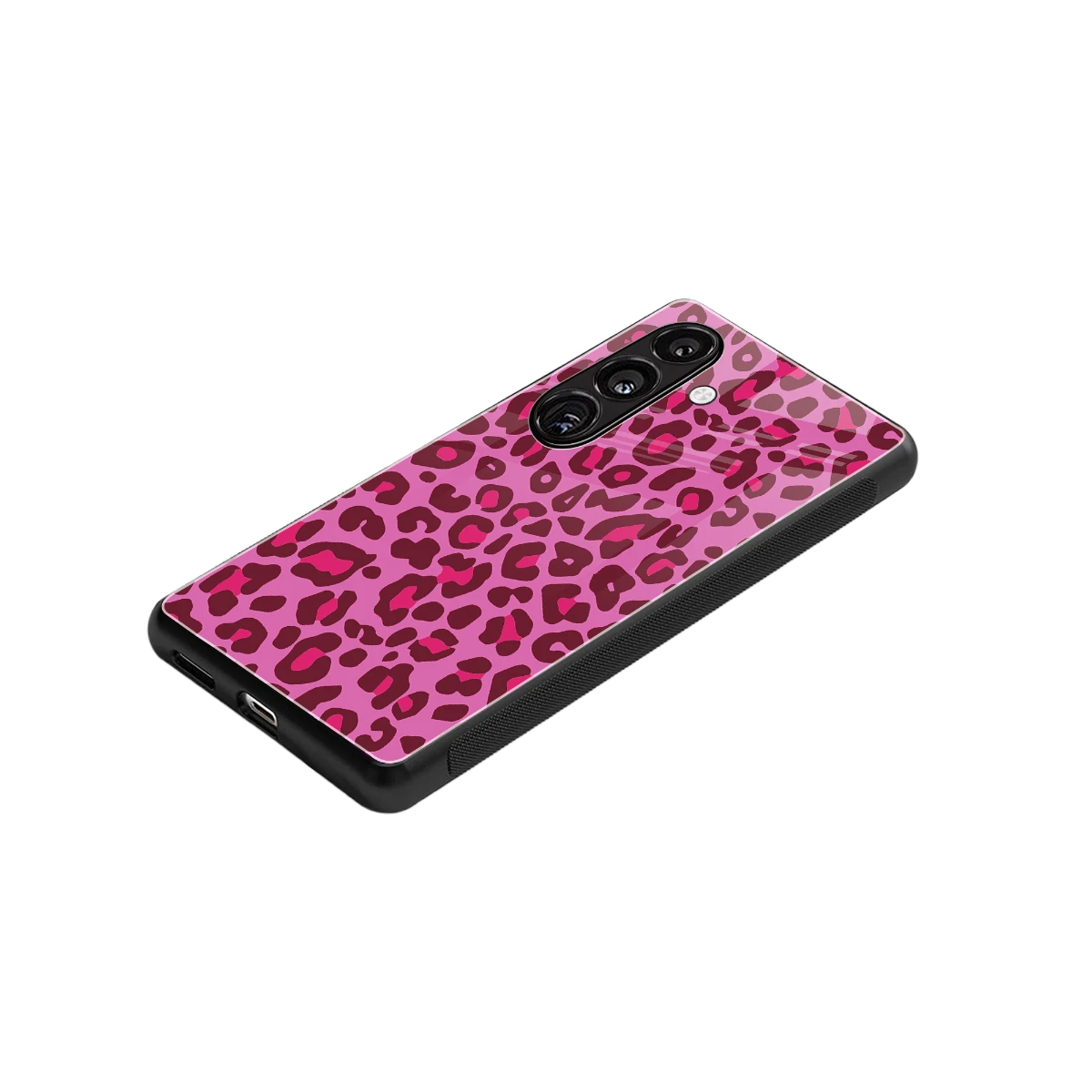 Leopard Pink stylish phone case for samsung galaxy s25 | glossy glass and slim fit