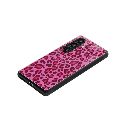 Leopard Pink stylish phone case for samsung galaxy s24 fe | glossy glass and slim fit