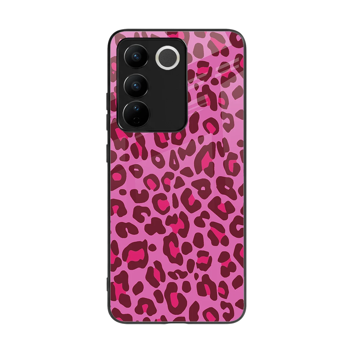 Leopard Pink back phone cover | glass case for vivo v27 5g