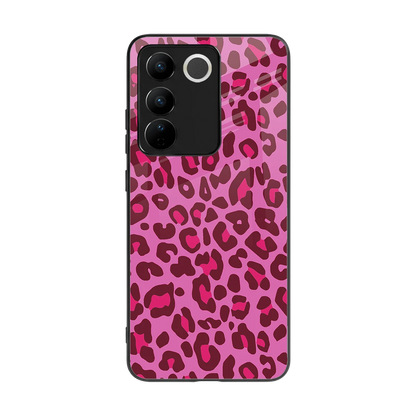 Leopard Pink back phone cover | glass case for vivo v27 5g