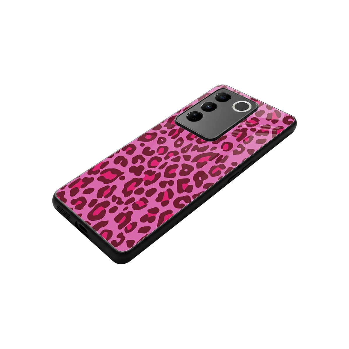 Leopard Pink stylish phone case for vivo v27 5g | glossy glass and slim fit