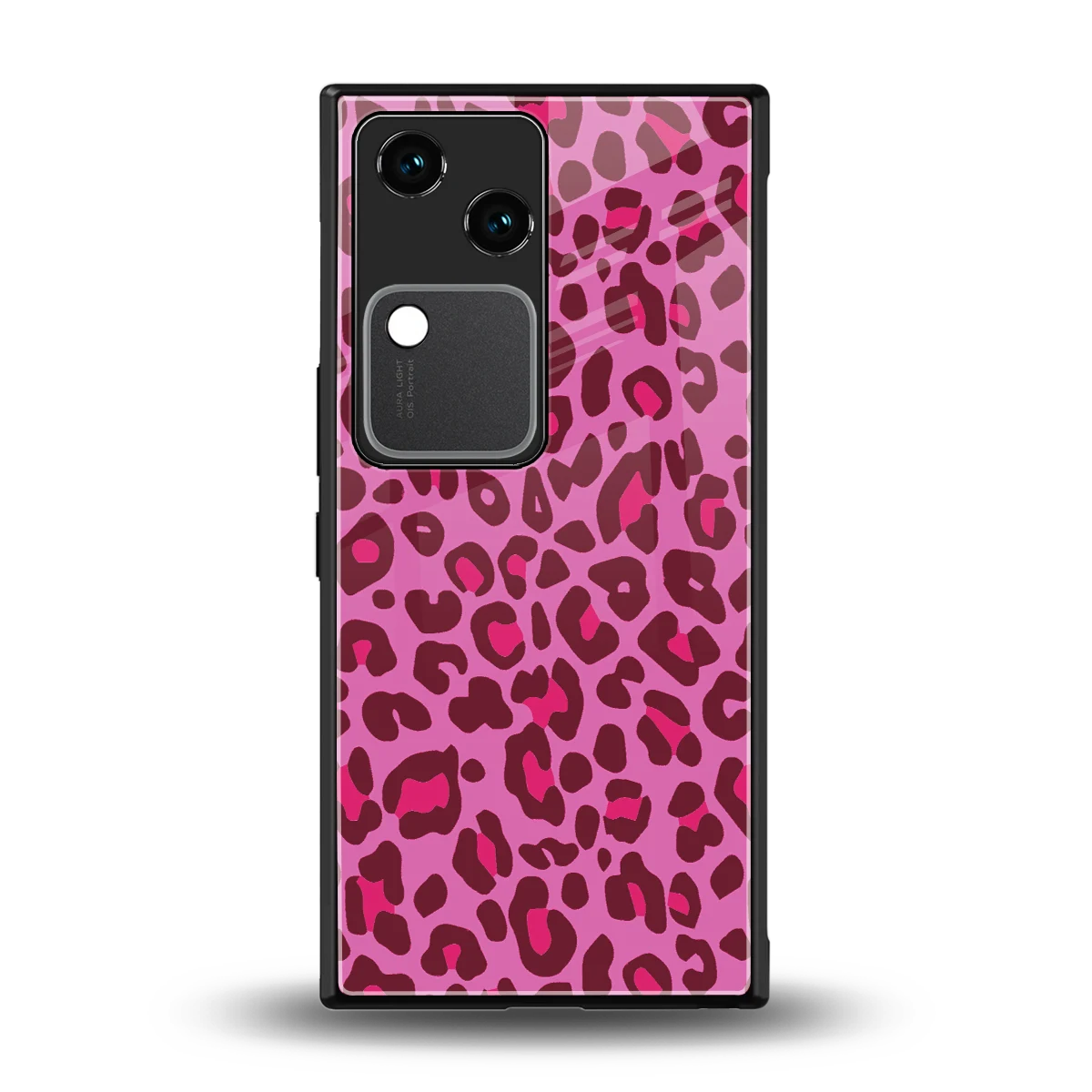 Leopard Pink back phone cover | glass case for vivo v30