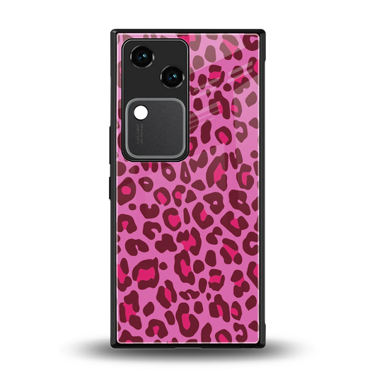 Leopard Pink back phone cover | glass case for vivo v30