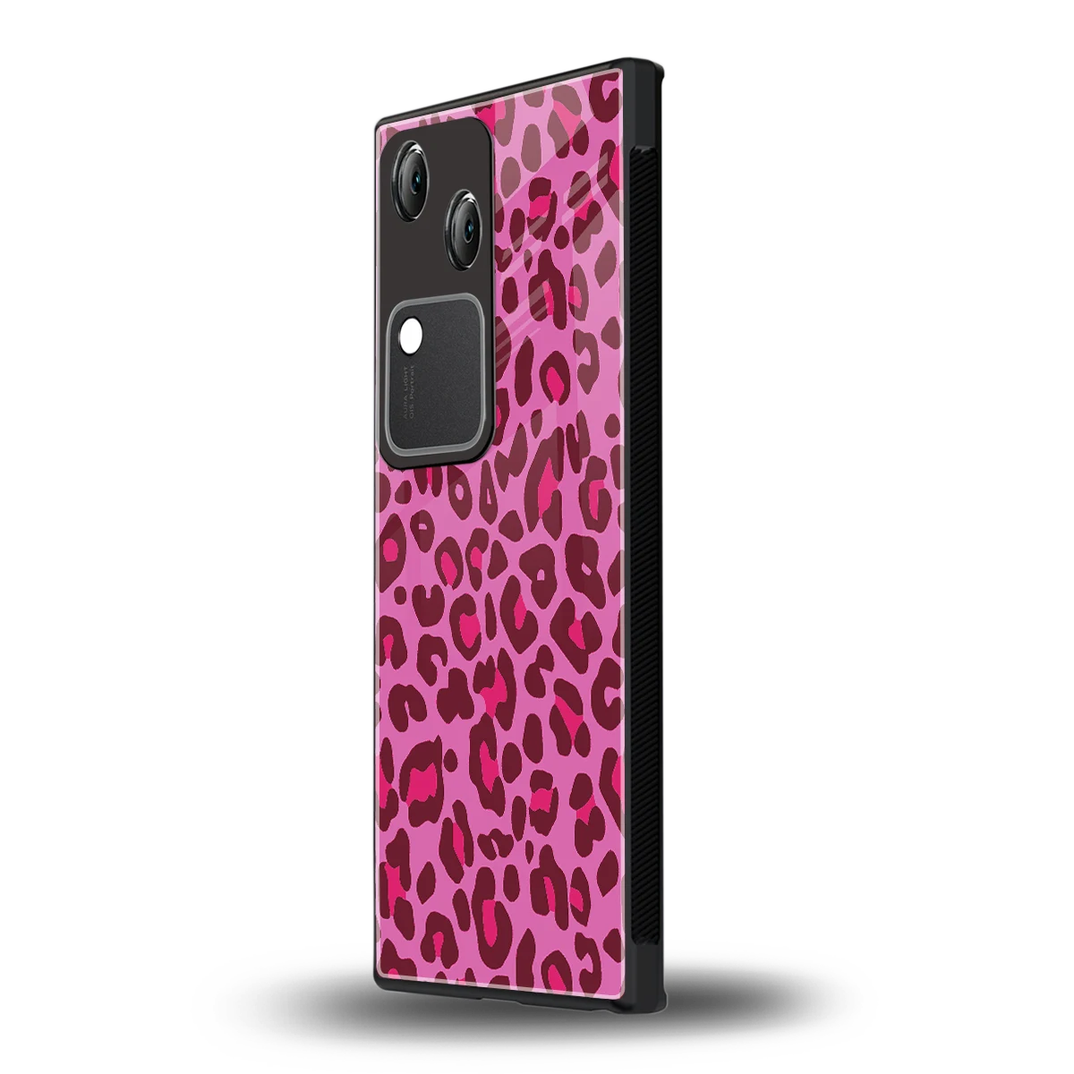 Leopard Pink vivo v30 mobile cover | shockproof glass phone case