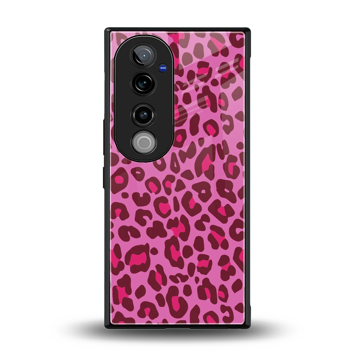 Leopard Pink back phone cover | glass case for vivo v40 pro