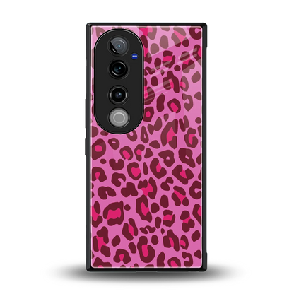 Leopard Pink back phone cover | glass case for vivo v40 pro