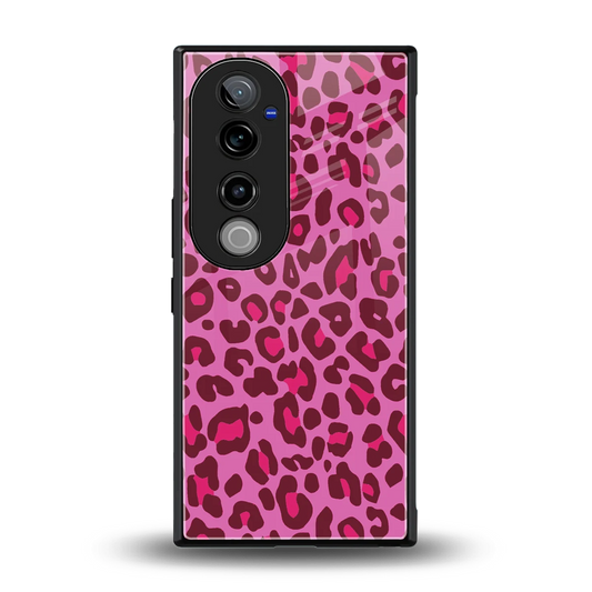 Leopard Pink back phone cover | glass case for vivo v40 pro