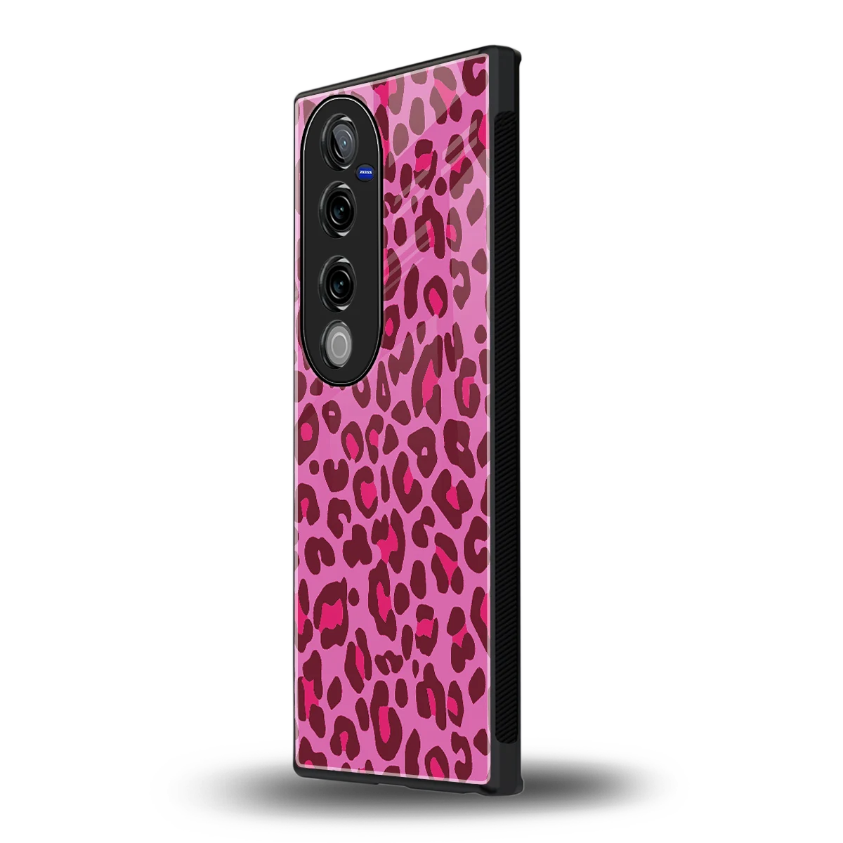 Leopard Pink vivo v40 pro mobile cover | shockproof glass phone case
