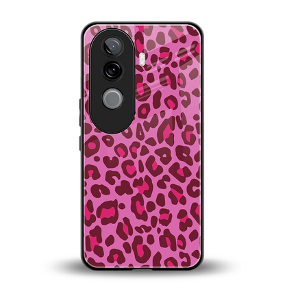 Leopard Pink back phone cover | glass case for vivo v40e