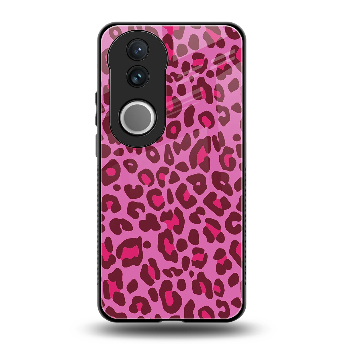 Leopard Pink back phone cover | glass case for vivo v50