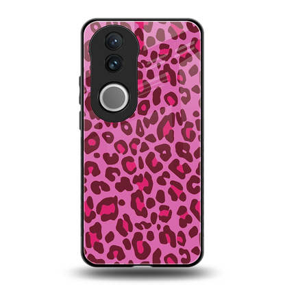 Leopard Pink back phone cover | glass case for vivo v50