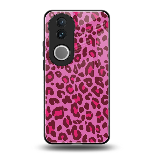 Leopard Pink back phone cover | glass case for vivo v50