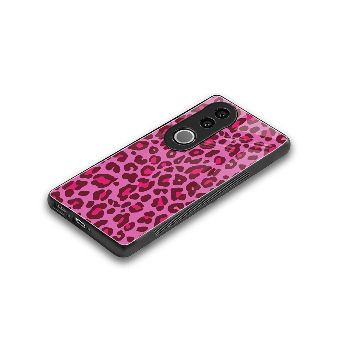 Leopard Pink stylish phone case for vivo v50 | glossy glass and slim fit