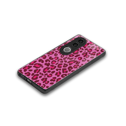 Leopard Pink stylish phone case for vivo v50 | glossy glass and slim fit