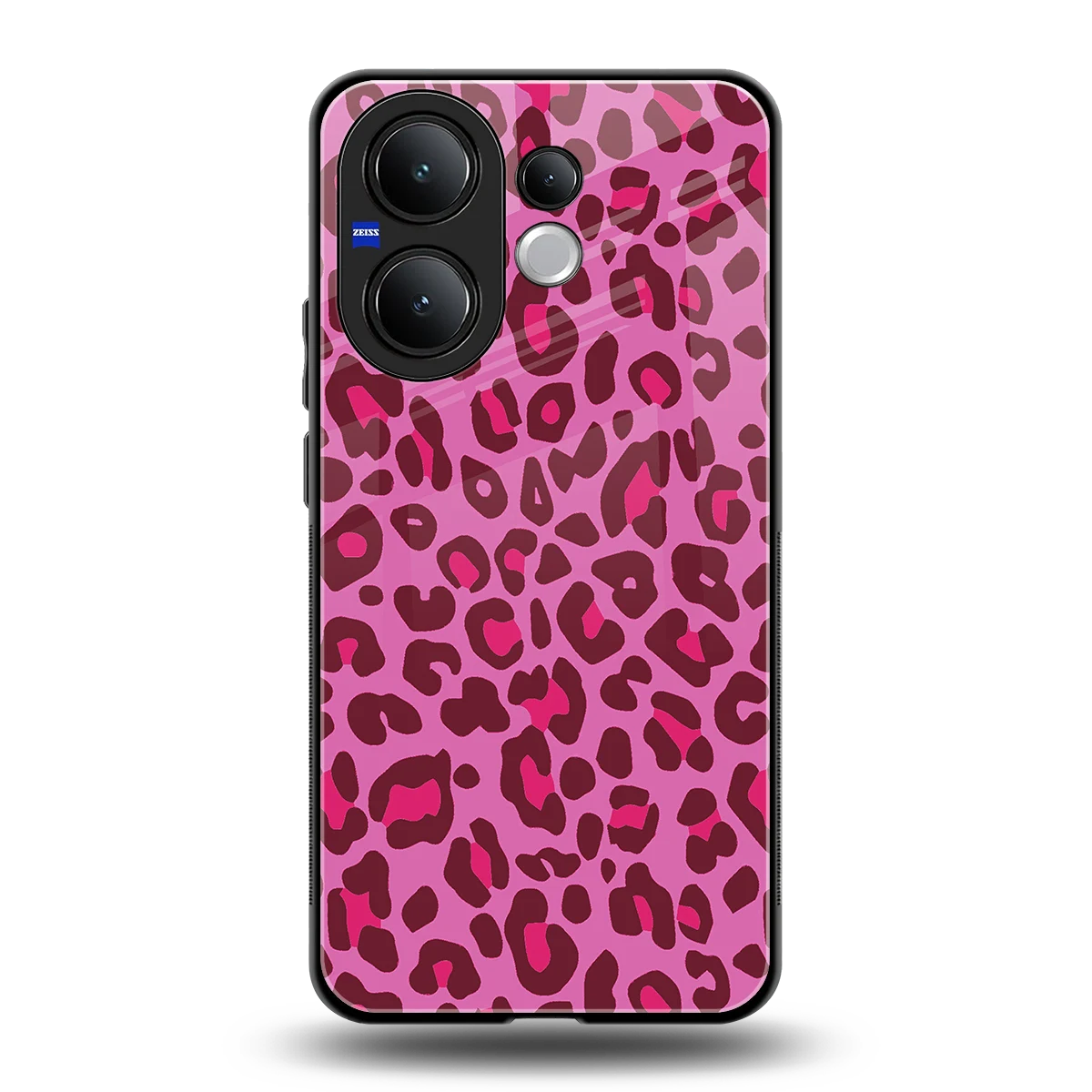 Leopard Pink back phone cover | glass case for vivo v60