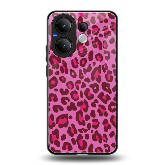 Leopard Pink back phone cover | glass case for vivo v60