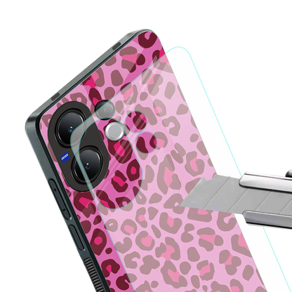 Leopard Pink stylish phone case for vivo v60 | glossy glass and slim fit
