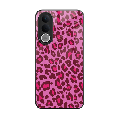 Leopard Pink back phone cover | glass case for vivo v70 fe