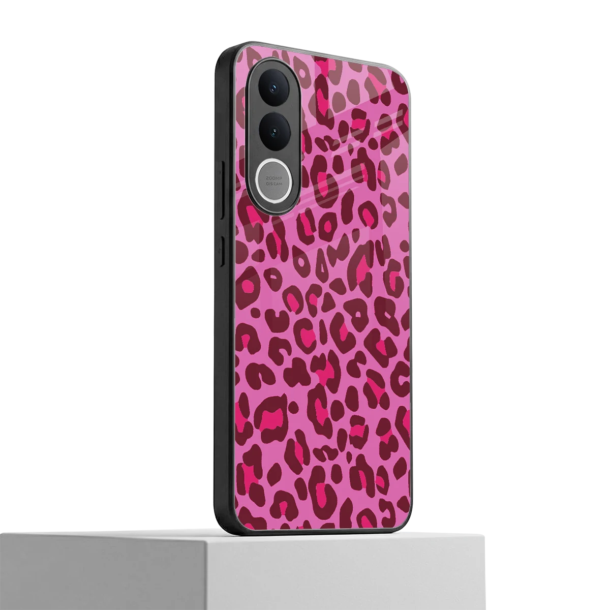 Leopard Pink vivo v70 fe mobile cover | shockproof glass phone case