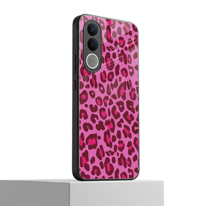 Leopard Pink vivo v70 fe mobile cover | shockproof glass phone case