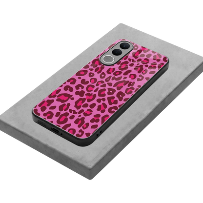 Leopard Pink stylish phone case for vivo v70 fe | glossy glass and slim fit