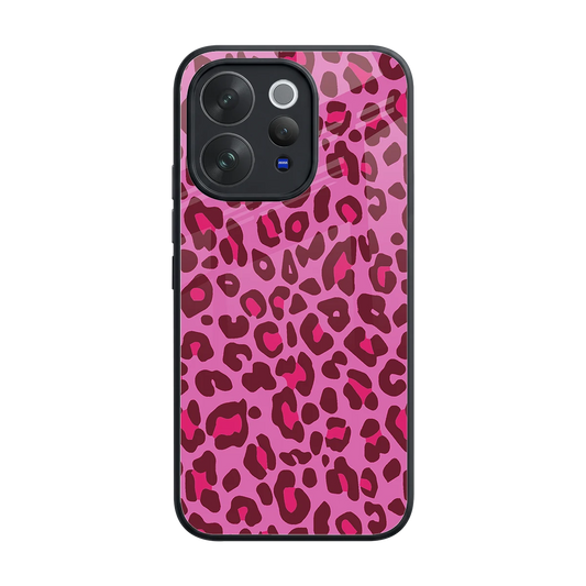Leopard Pink back phone cover | glass case for vivo v70