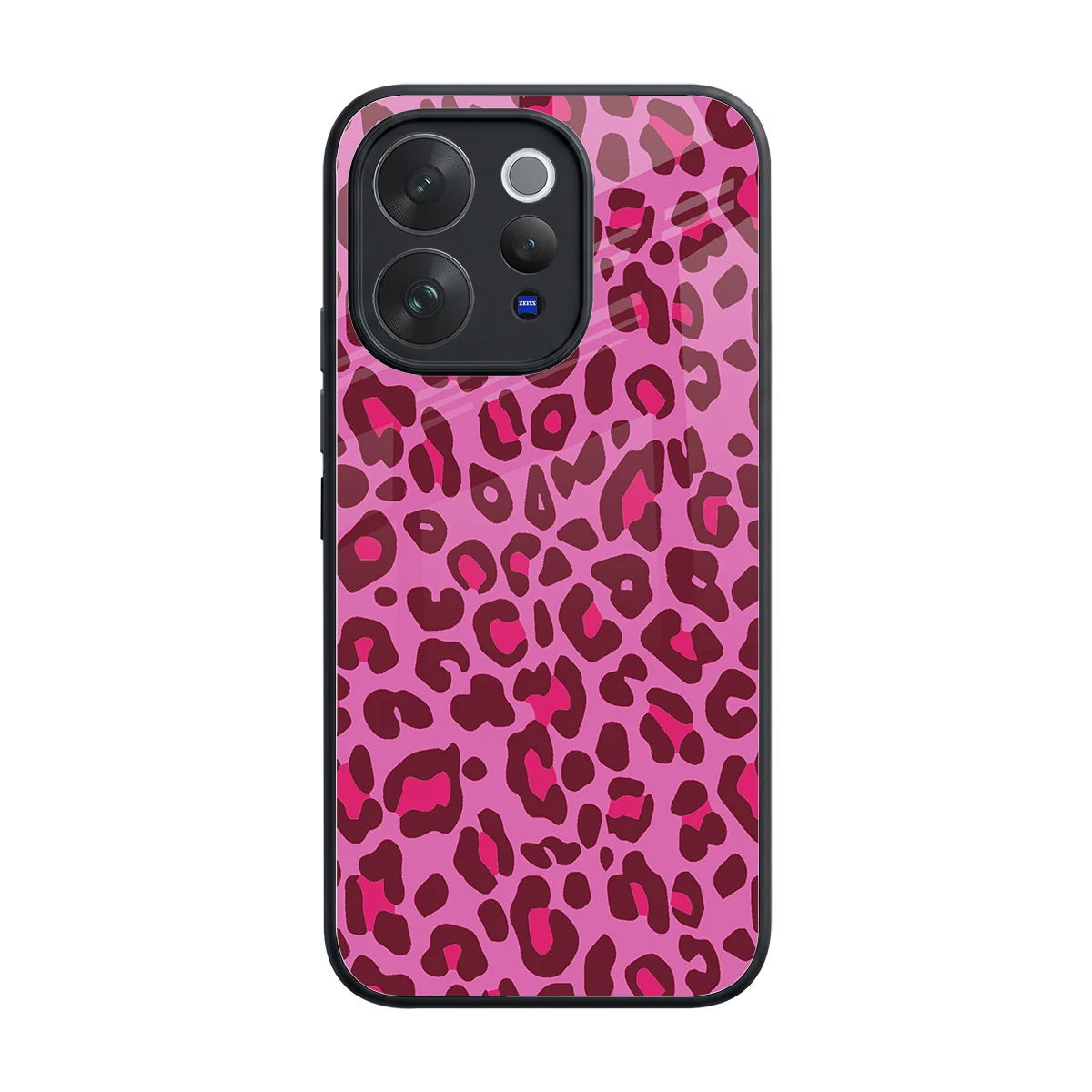 Leopard Pink back phone cover | glass case for vivo v70 elite