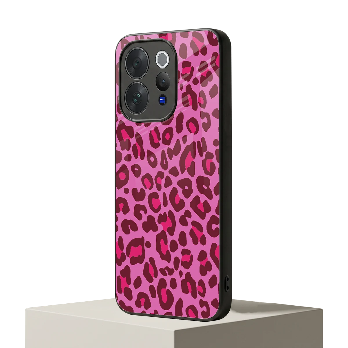 Leopard Pink vivo v70 mobile cover | shockproof glass phone case
