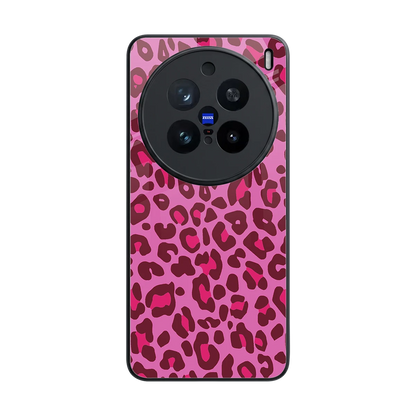 Leopard Pink back phone cover | glass case for vivo x200 pro