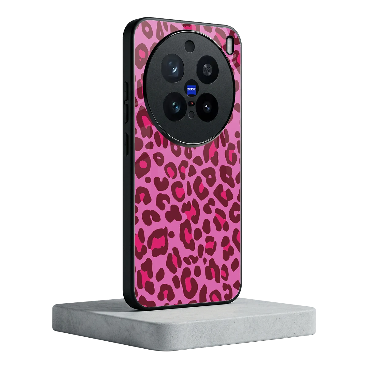 Leopard Pink vivo x200 pro mobile cover | shockproof glass phone case
